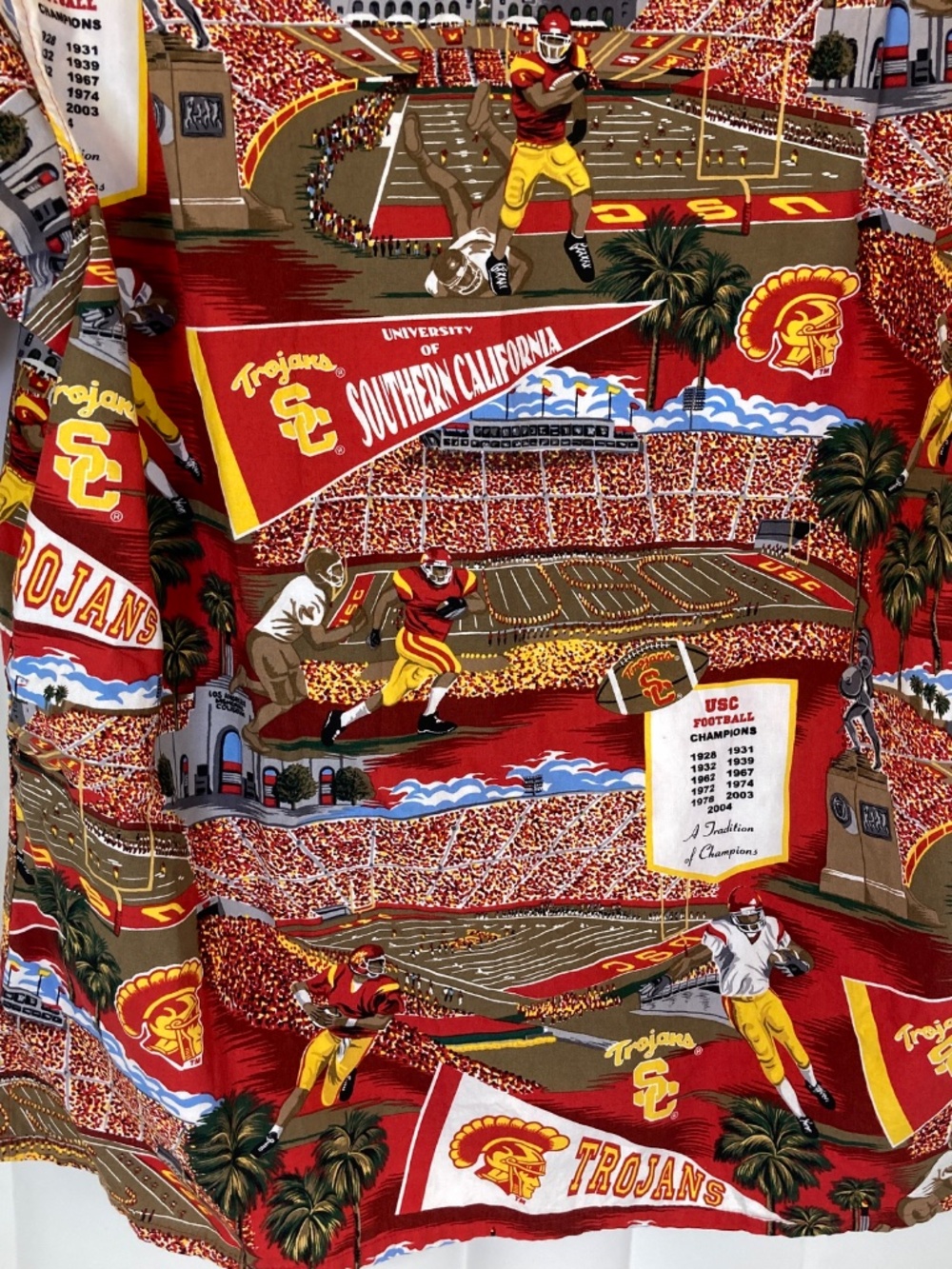 Reyn Spooner Team Trojan USC Trojans Button Down Shirt Red Stadium Images Sz XS - Picture 10 of 13
